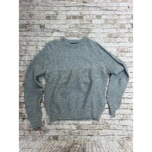 PECONIC BAY TRADERS Men’s Blue Marled Gray Knit Sweater Size L Wool